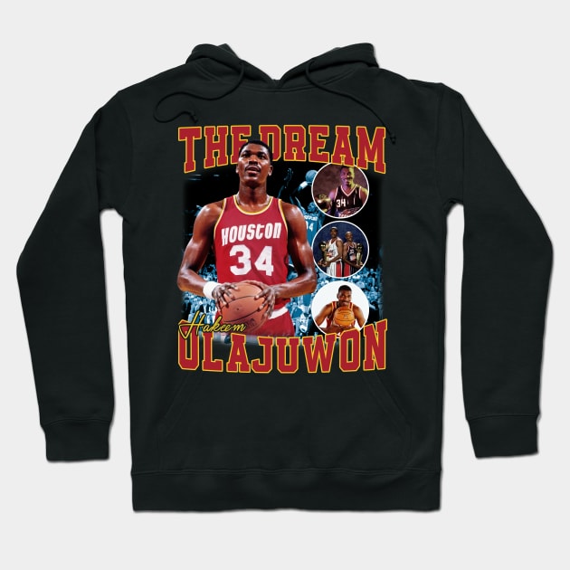 Hakeem Olajuwon The Dream Basketball Legend Signature Vintage Retro 80s 90s Bootleg Rap Style Hoodie by CarDE